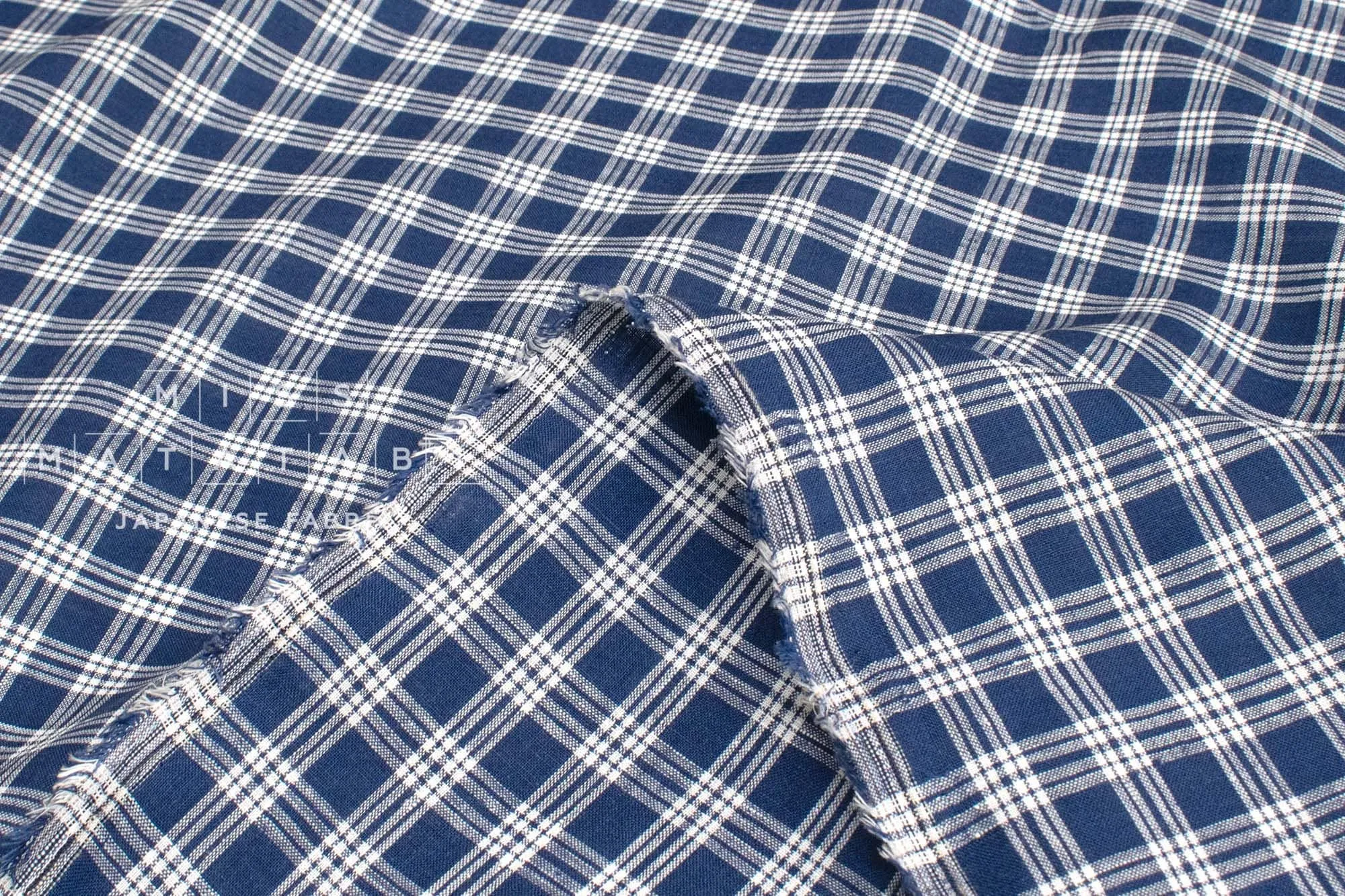 DEADSTOCK 100% Linen Check - blue