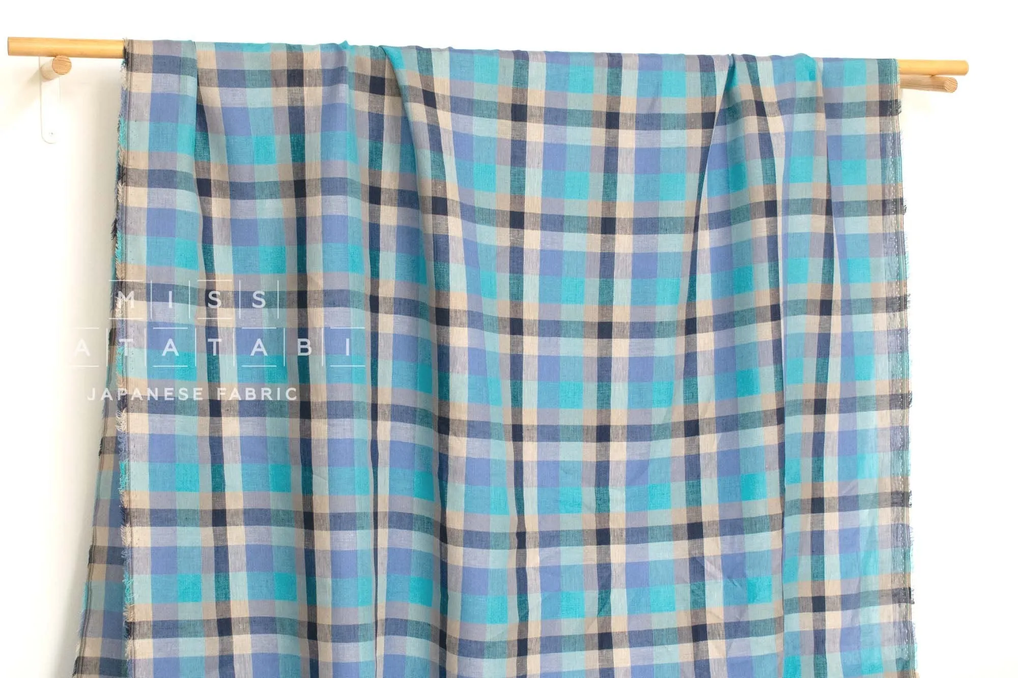 DEADSTOCK 100% Linen Check Plaid - 9