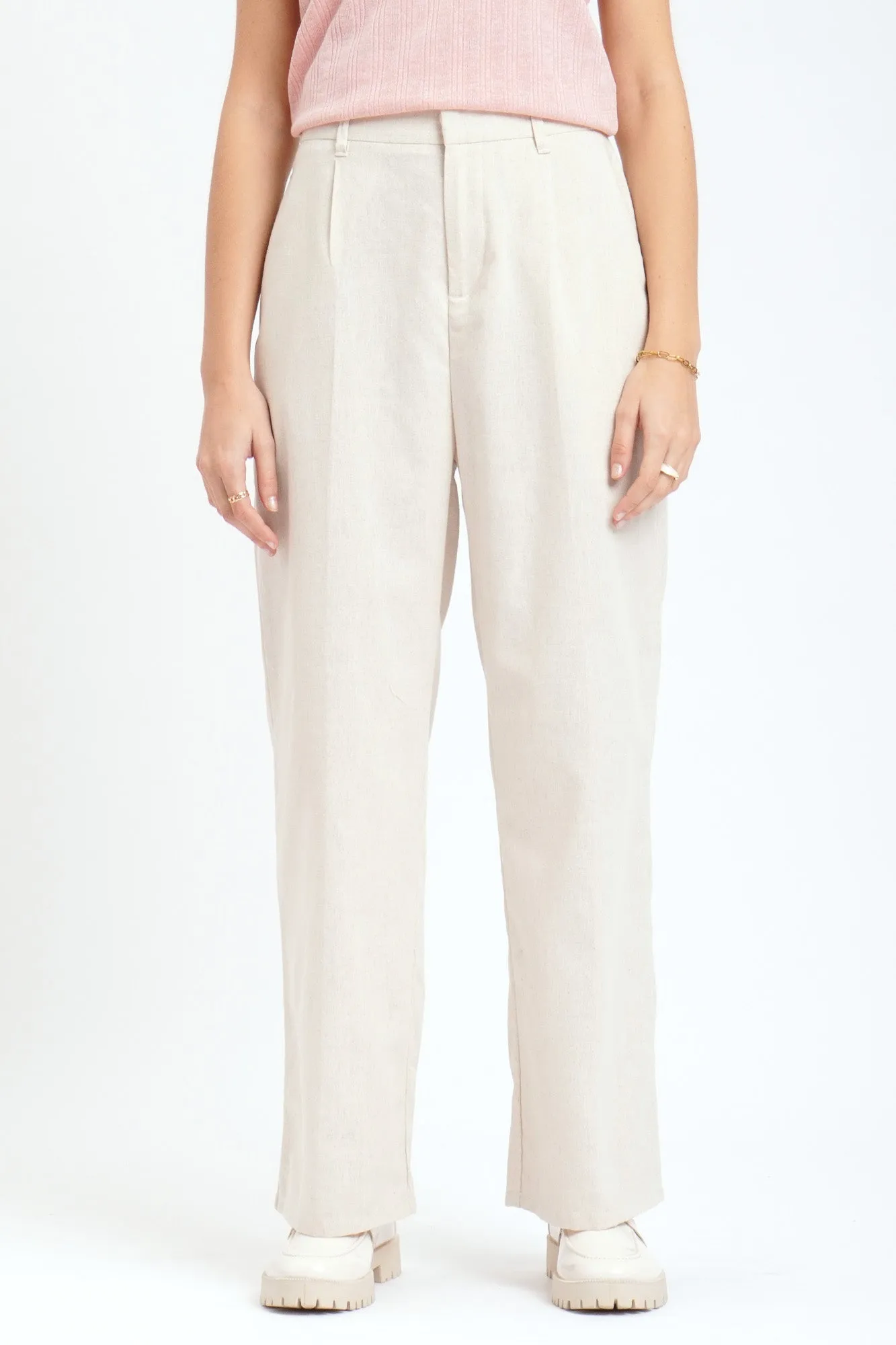 Dress Code Straight Fit Linen Trousers