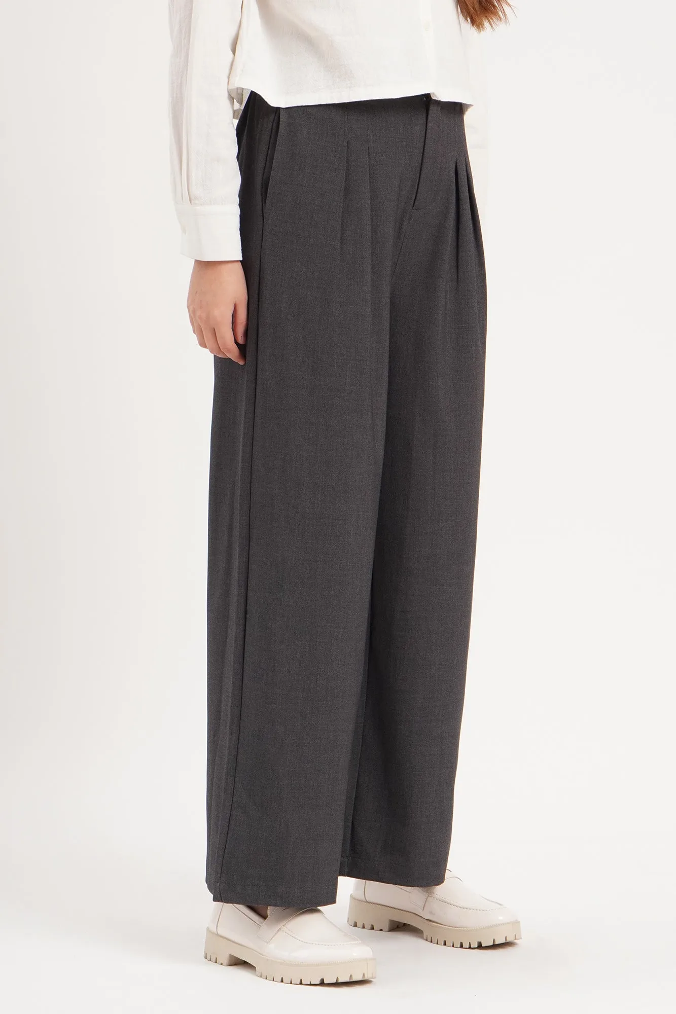 Dress Code Wide Leg Textured Trousers