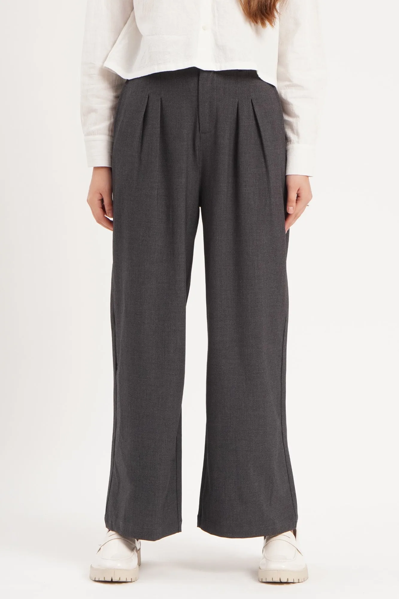 Dress Code Wide Leg Textured Trousers