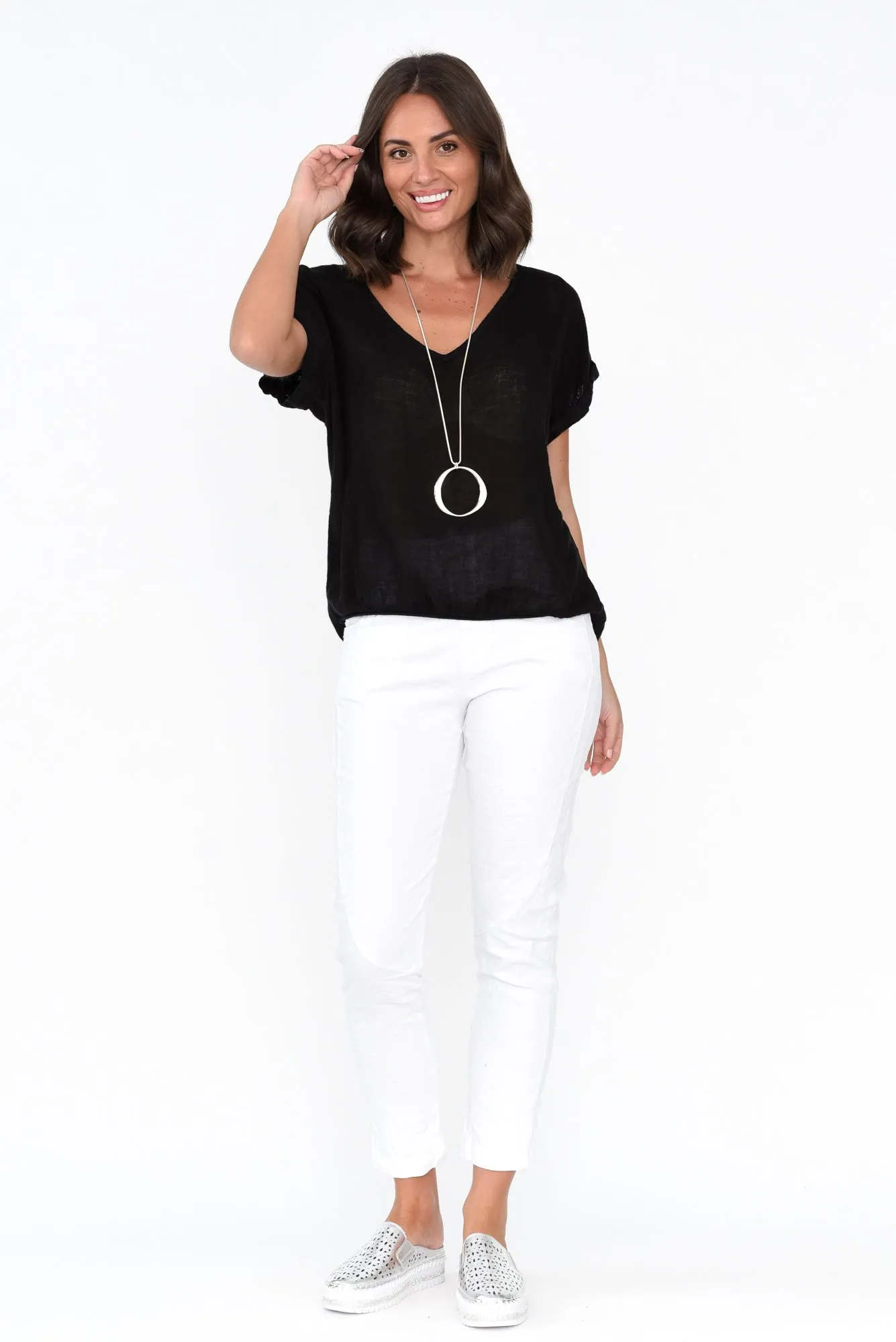 Effie Black Linen Tee