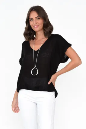 Effie Black Linen Tee