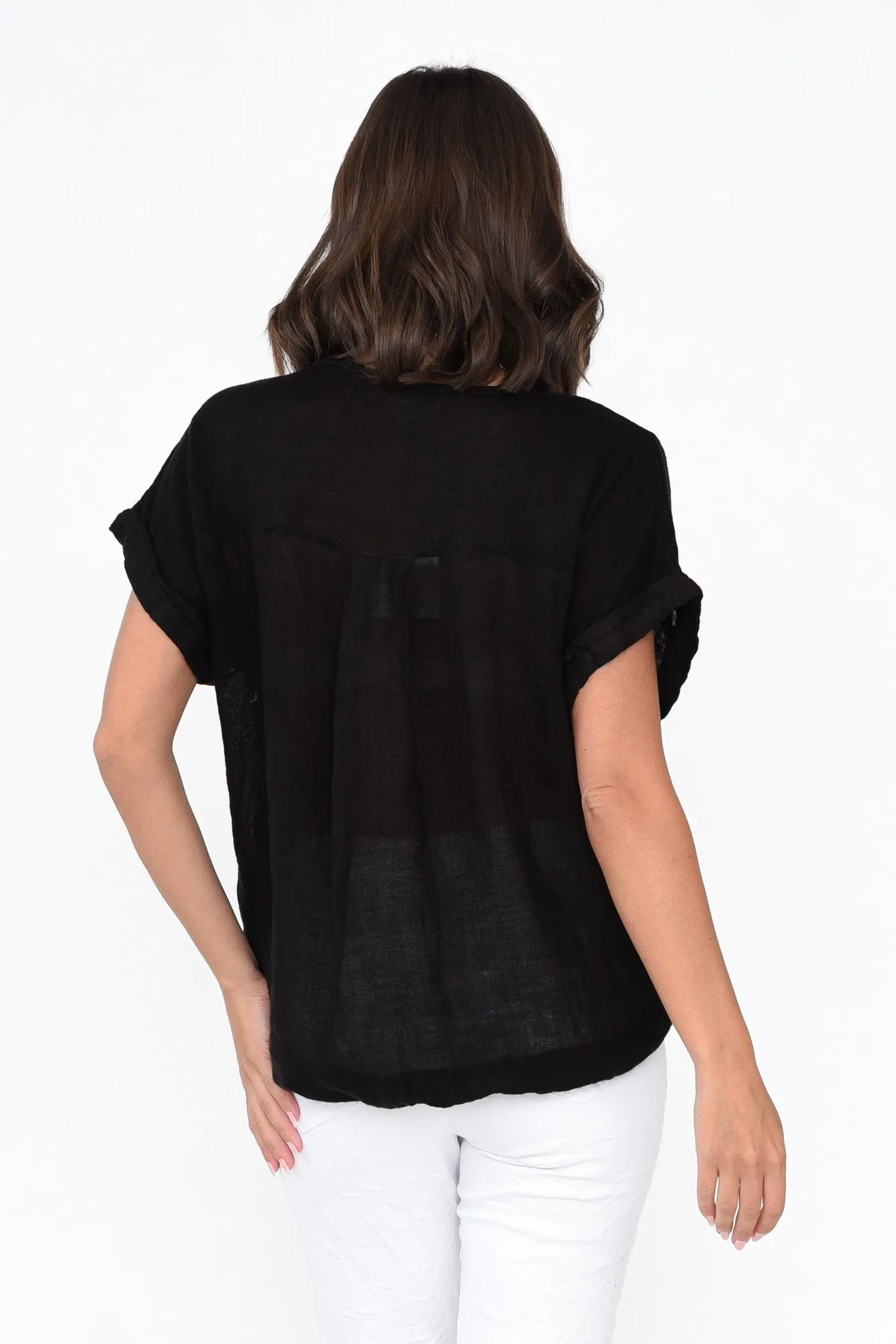 Effie Black Linen Tee