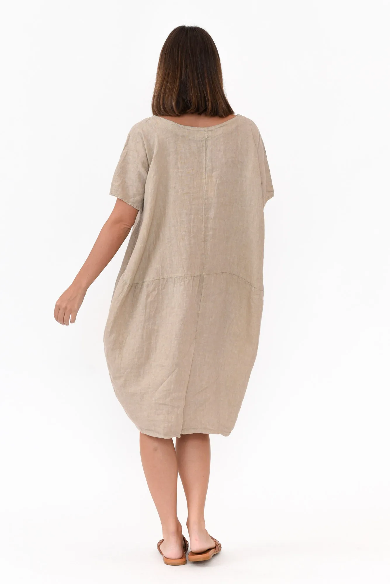 Ella Beige Linen Dress