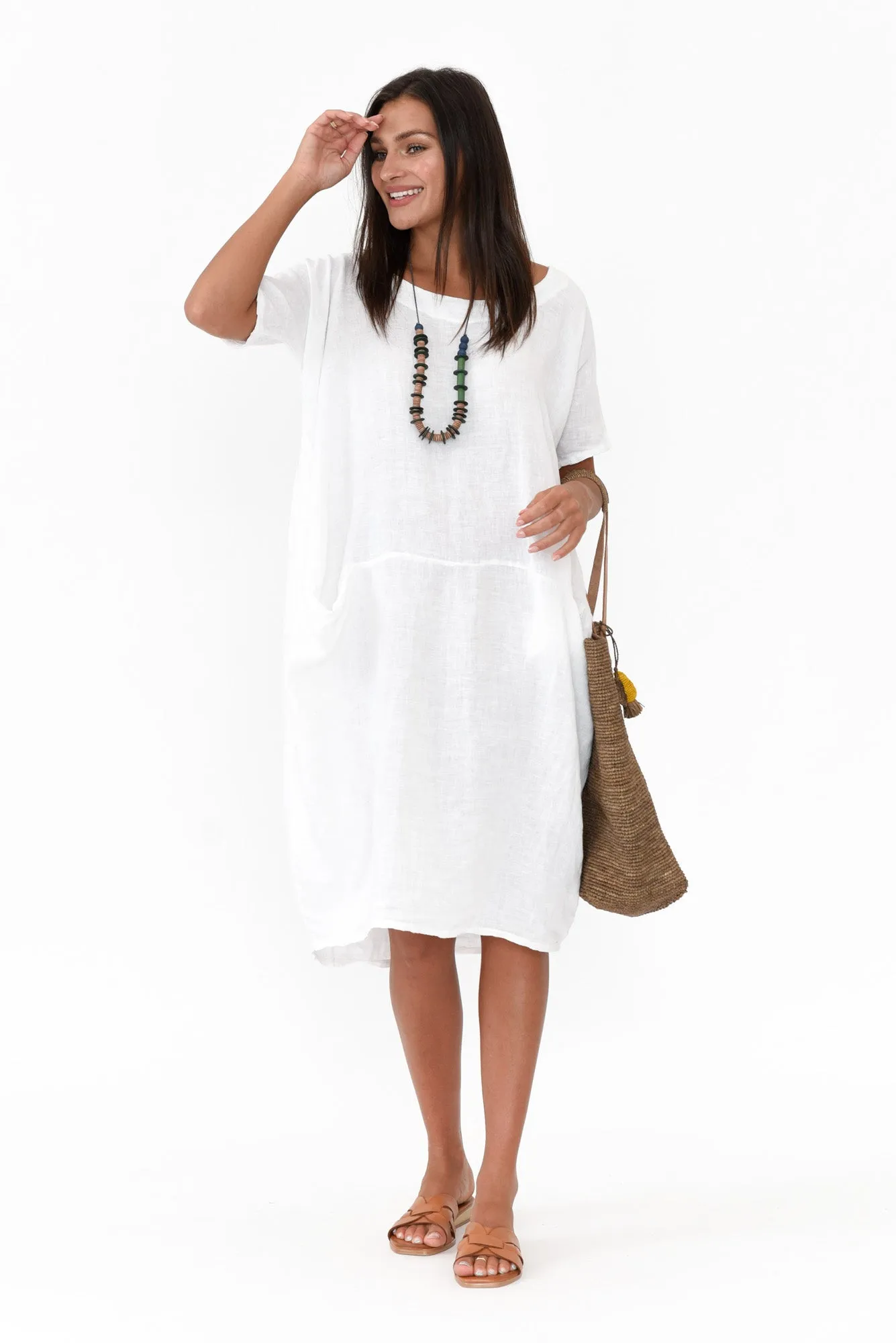 Ella White Linen Dress