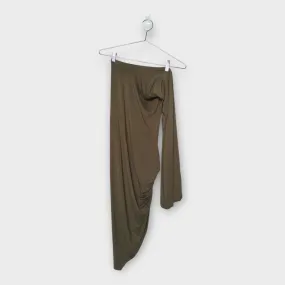 Entire Studios Khaki Cotton Scrunch Neck Ruched Dress