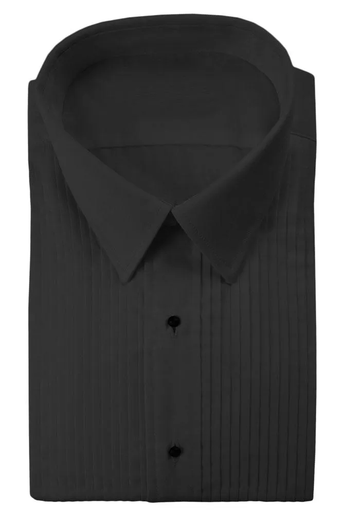 Enzo Black Pleated Laydown Tuxedo Shirt