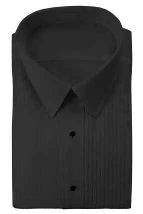 Enzo Black Pleated Laydown Tuxedo Shirt