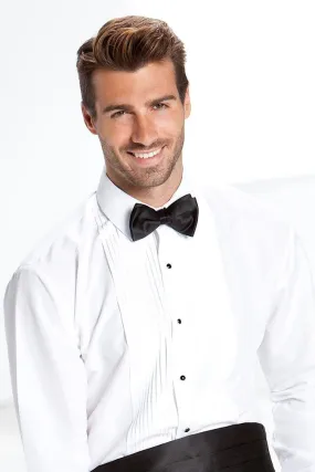 Enzo White Pleated Laydown Tuxedo Shirt