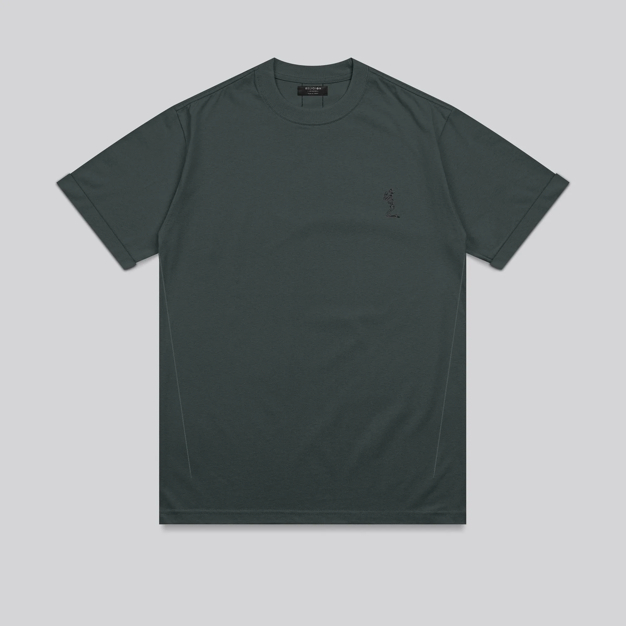 ESSENTIAL ROLLED CUFF T-SHIRT COAL