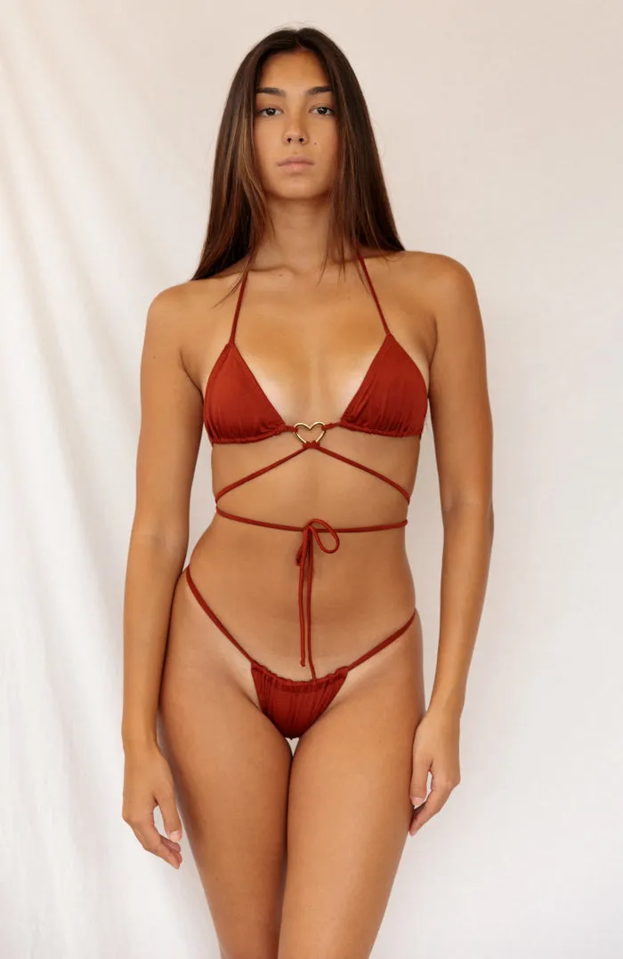 Essential Solids Cocoa Bean Multi String Ring Bikini Top