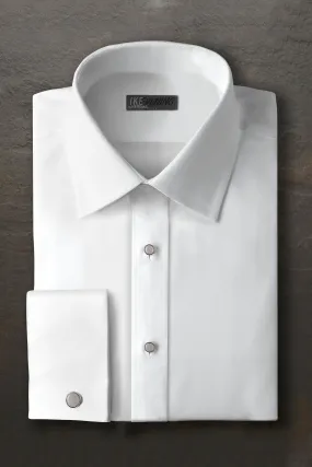 Evan Twill Diagonal White Laydown Tuxedo Shirt