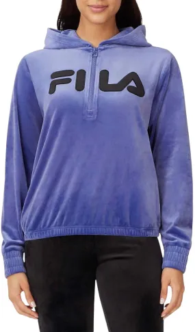 Fila Womens Velour Quarter Zip Hoodie Marlin Large