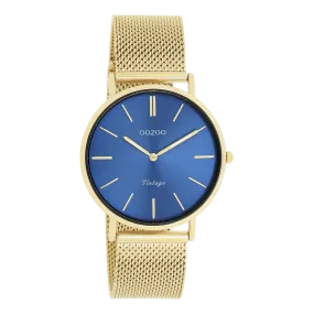 Gold coloured OOZOO watch with gold coloured metal mesh bracelet - C20291