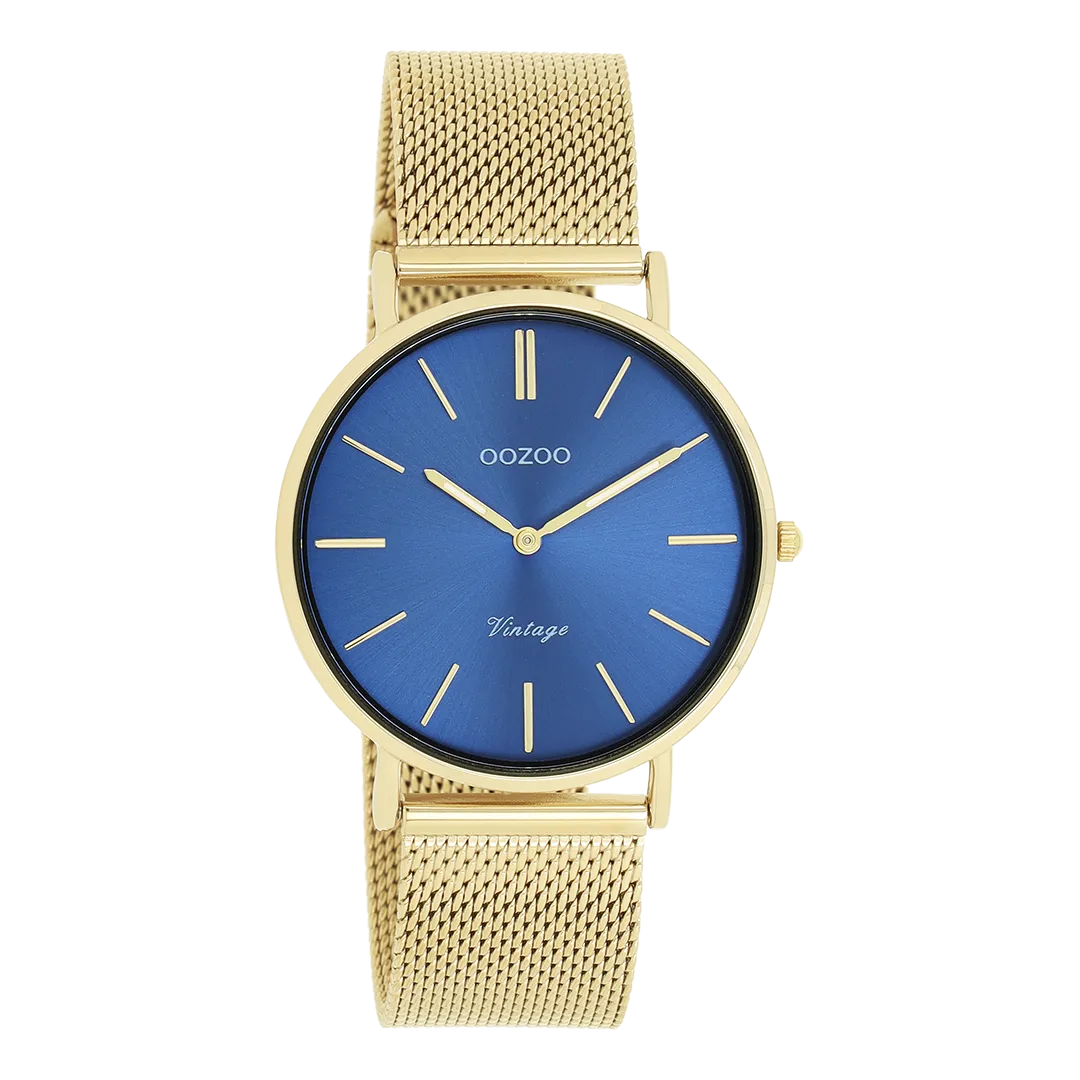 Gold coloured OOZOO watch with gold coloured metal mesh bracelet - C20291