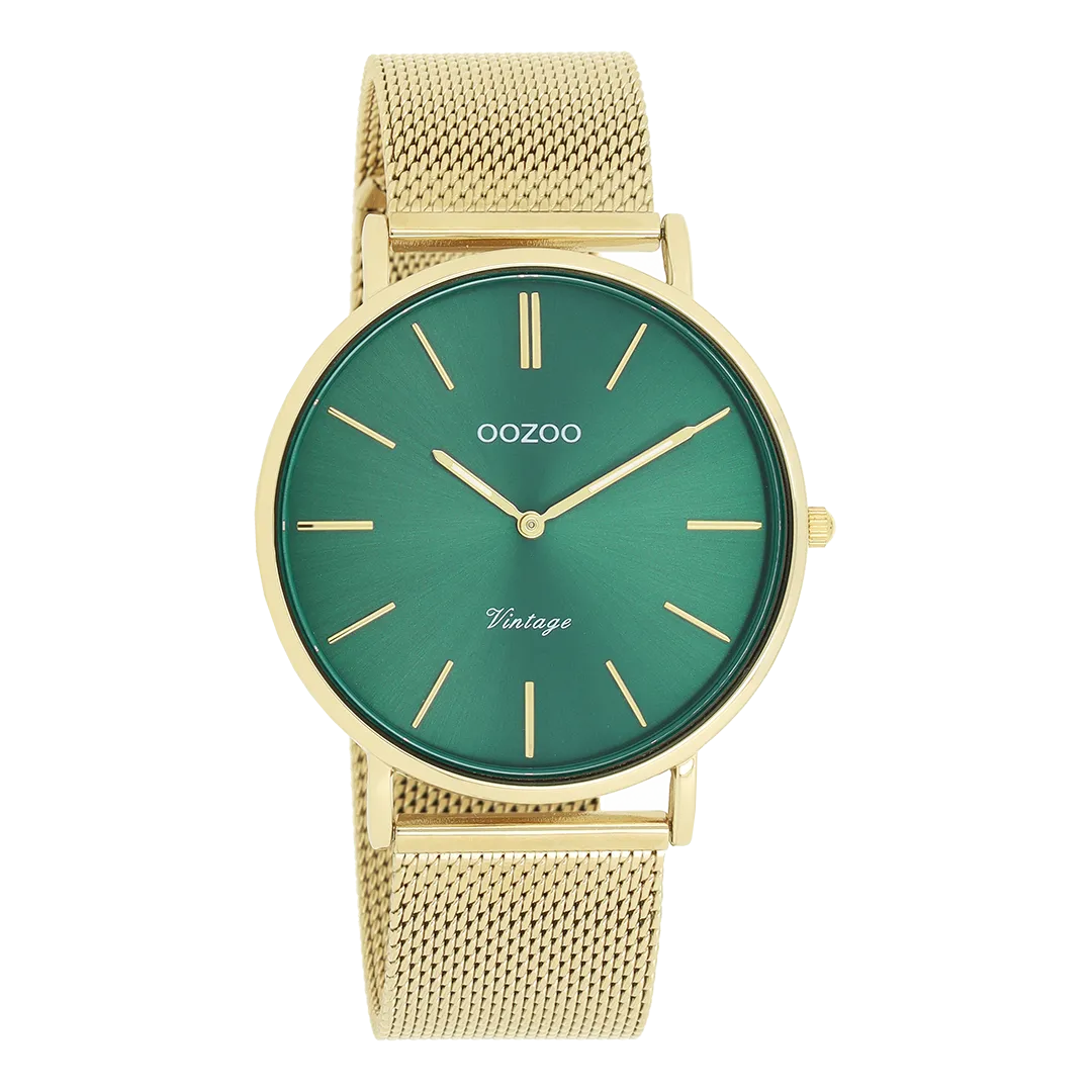 Gold coloured OOZOO watch with gold coloured metal mesh bracelet - C20294