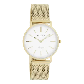 Gold coloured OOZOO watch with gold coloured metal mesh bracelet - C9911