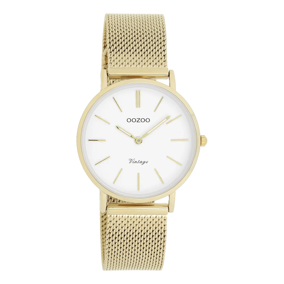 Gold coloured OOZOO watch with gold coloured metal mesh bracelet - C9911