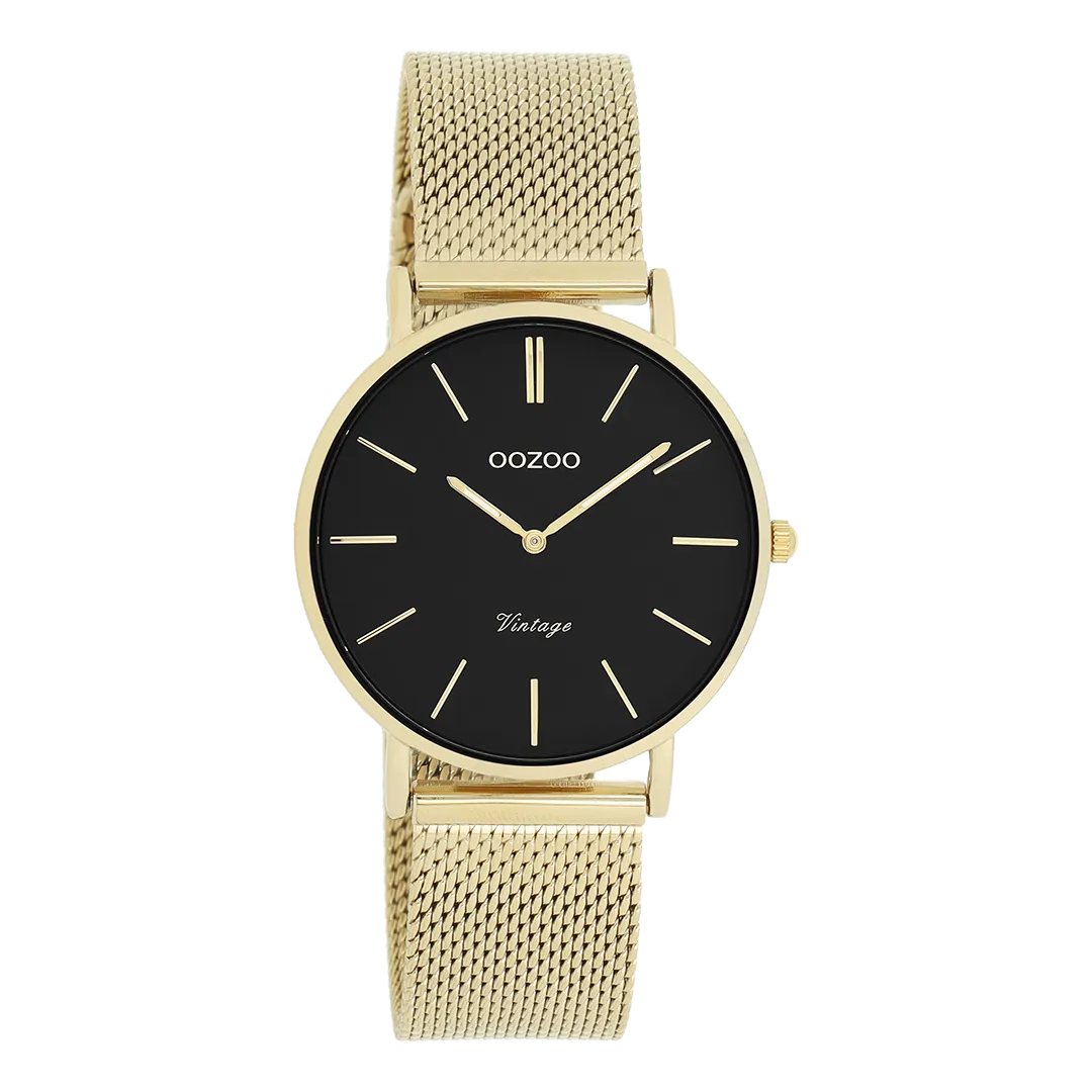 Gold coloured OOZOO watch with gold coloured metal mesh bracelet - C9915