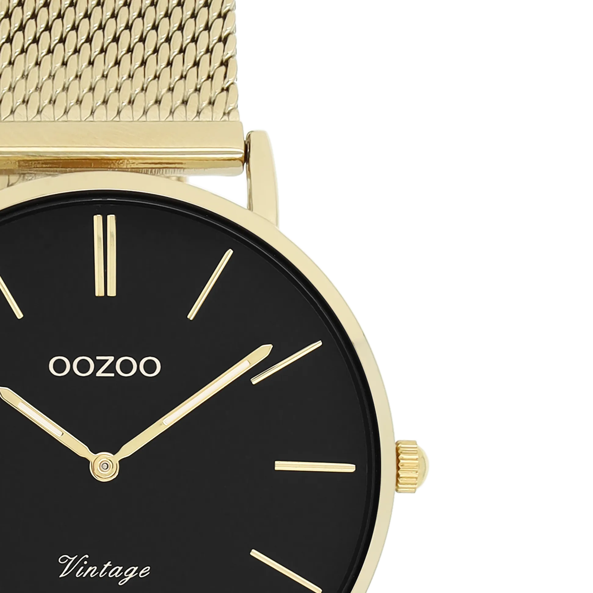 Gold coloured OOZOO watch with gold coloured metal mesh bracelet - C9915