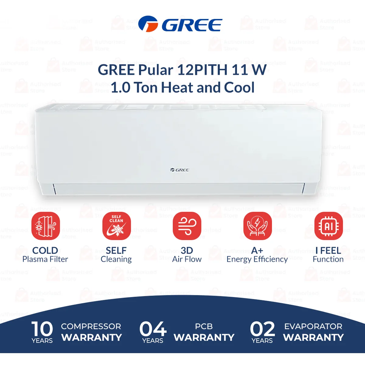 Gree 1 Ton Inverter AC Heat and Cool- Latest Model - GS-12PITH11W - Pular Series