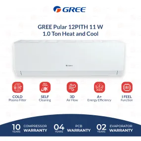 Gree 1 Ton Inverter AC Heat and Cool- Latest Model - GS-12PITH11W - Pular Series