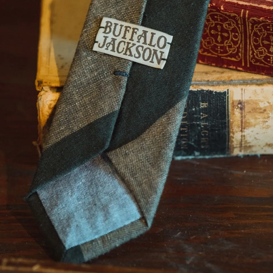 Heathered Stripe Cotton Necktie | Khaki