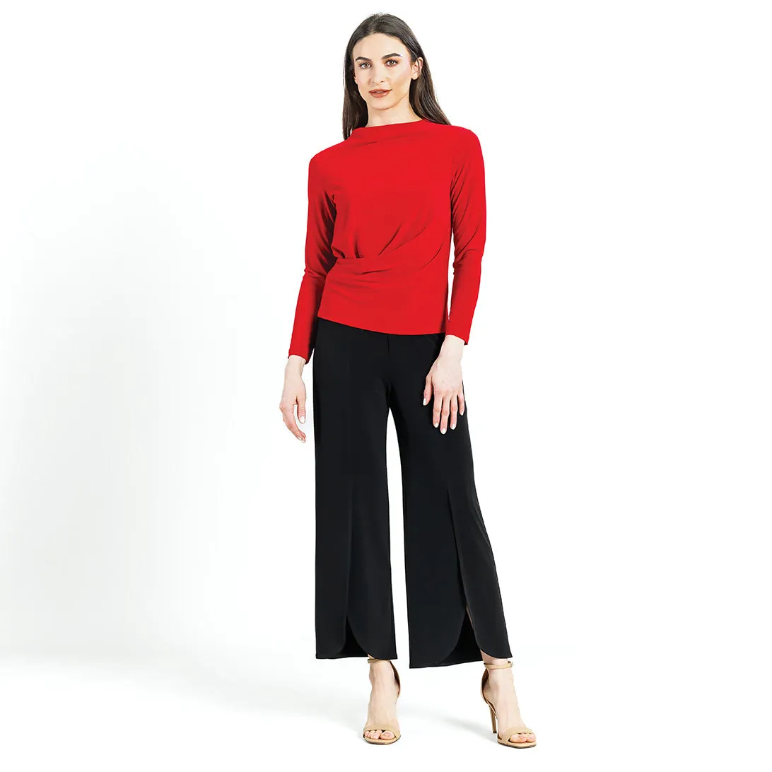 High Boat Neck Side Draped Top - Red - Final Sale!