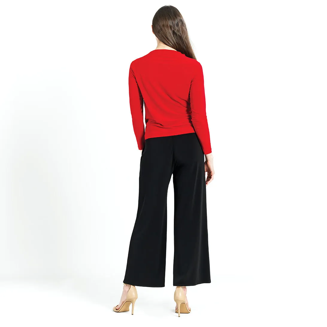 High Boat Neck Side Draped Top - Red - Final Sale!