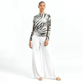 High Boat Neck Side Draped Top - Striped Zebra - Final Sale!