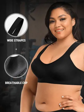 High Impact Full Coverage Plus Size Sports Bra Black