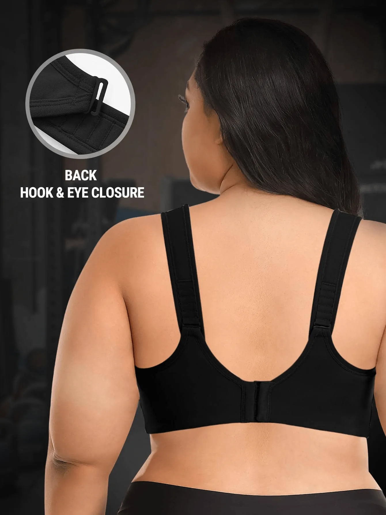 High Impact Full Coverage Plus Size Sports Bra Black