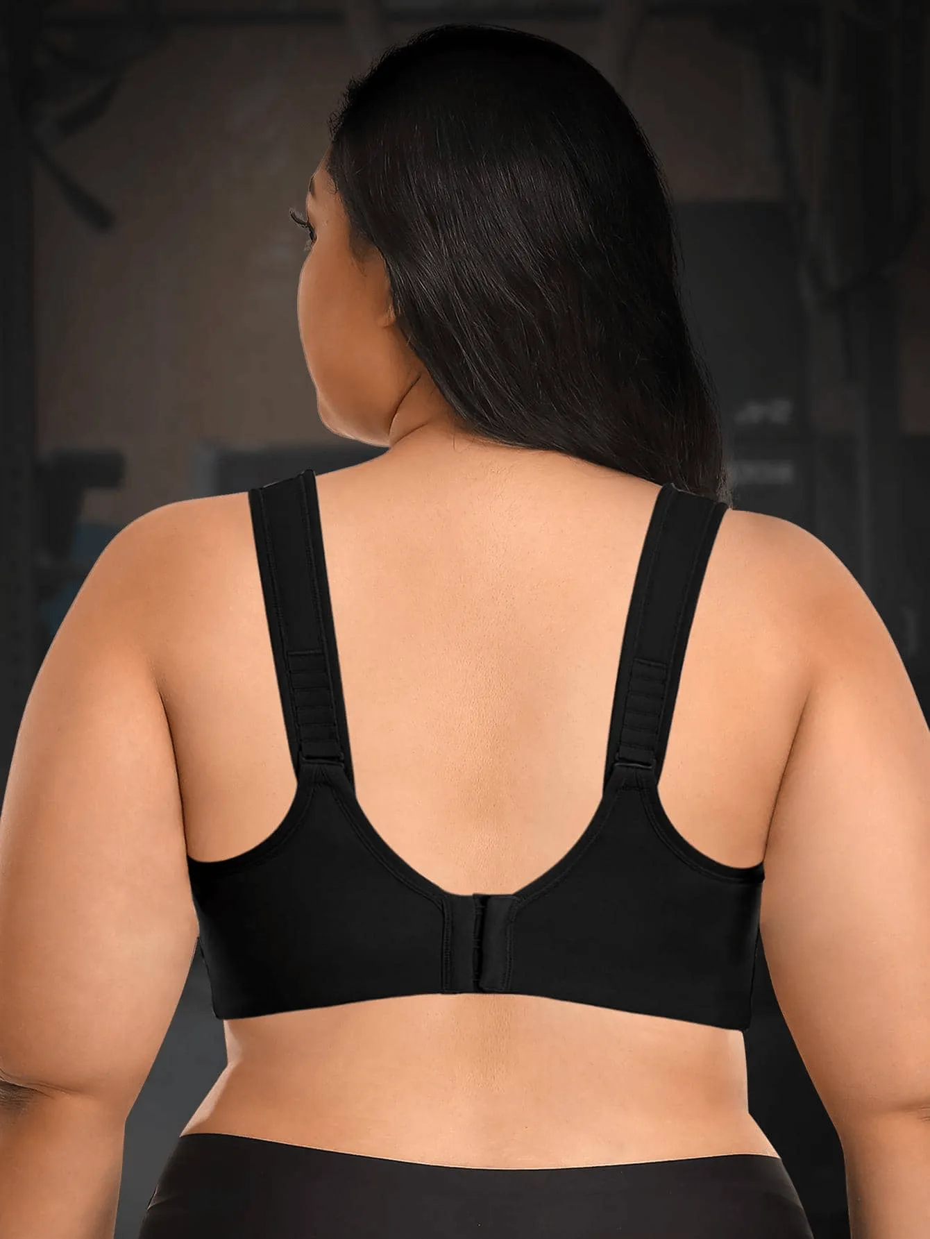 High Impact Full Coverage Plus Size Sports Bra Black