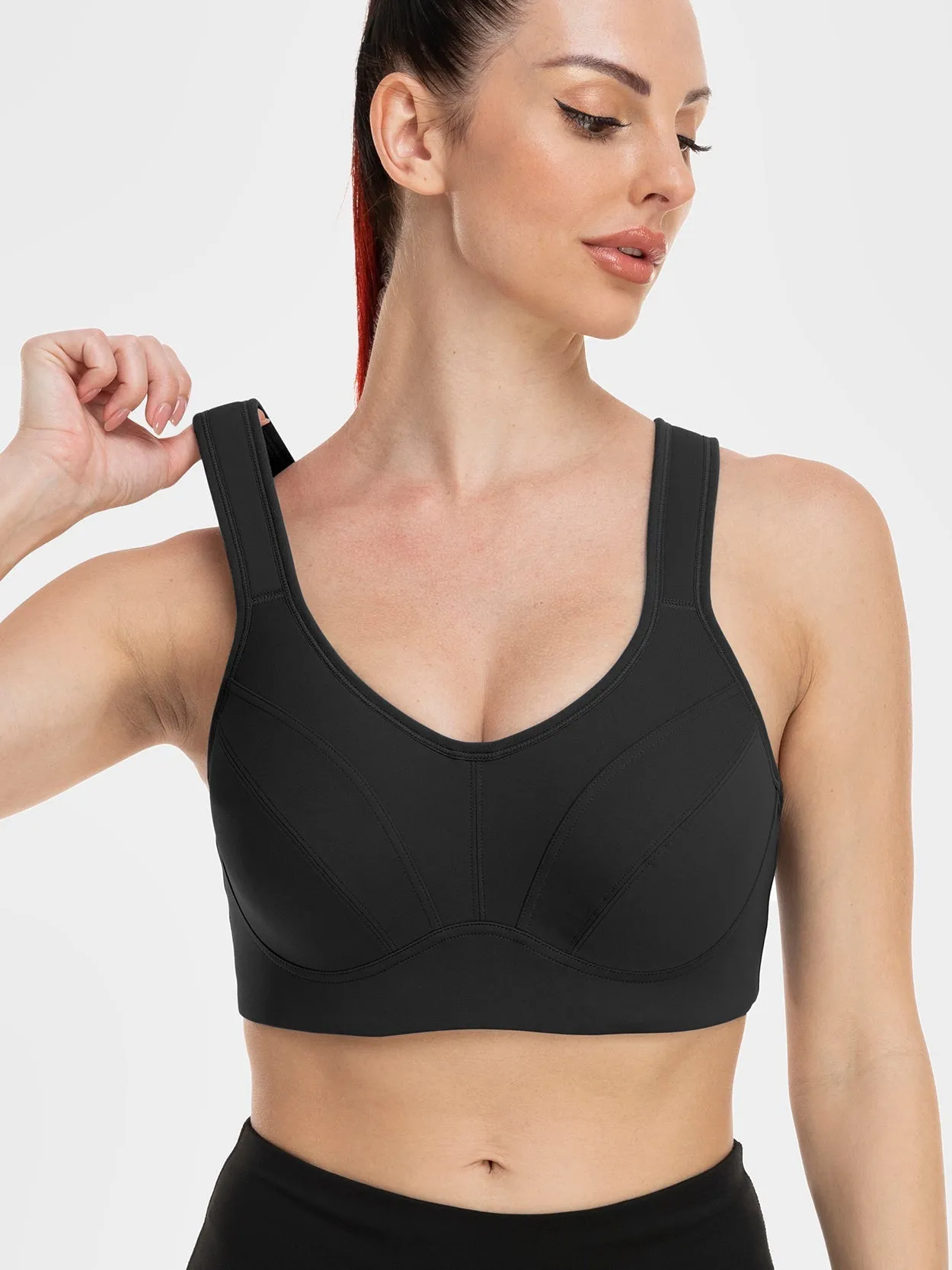 High Impact Full Coverage Plus Size Sports Bra Black