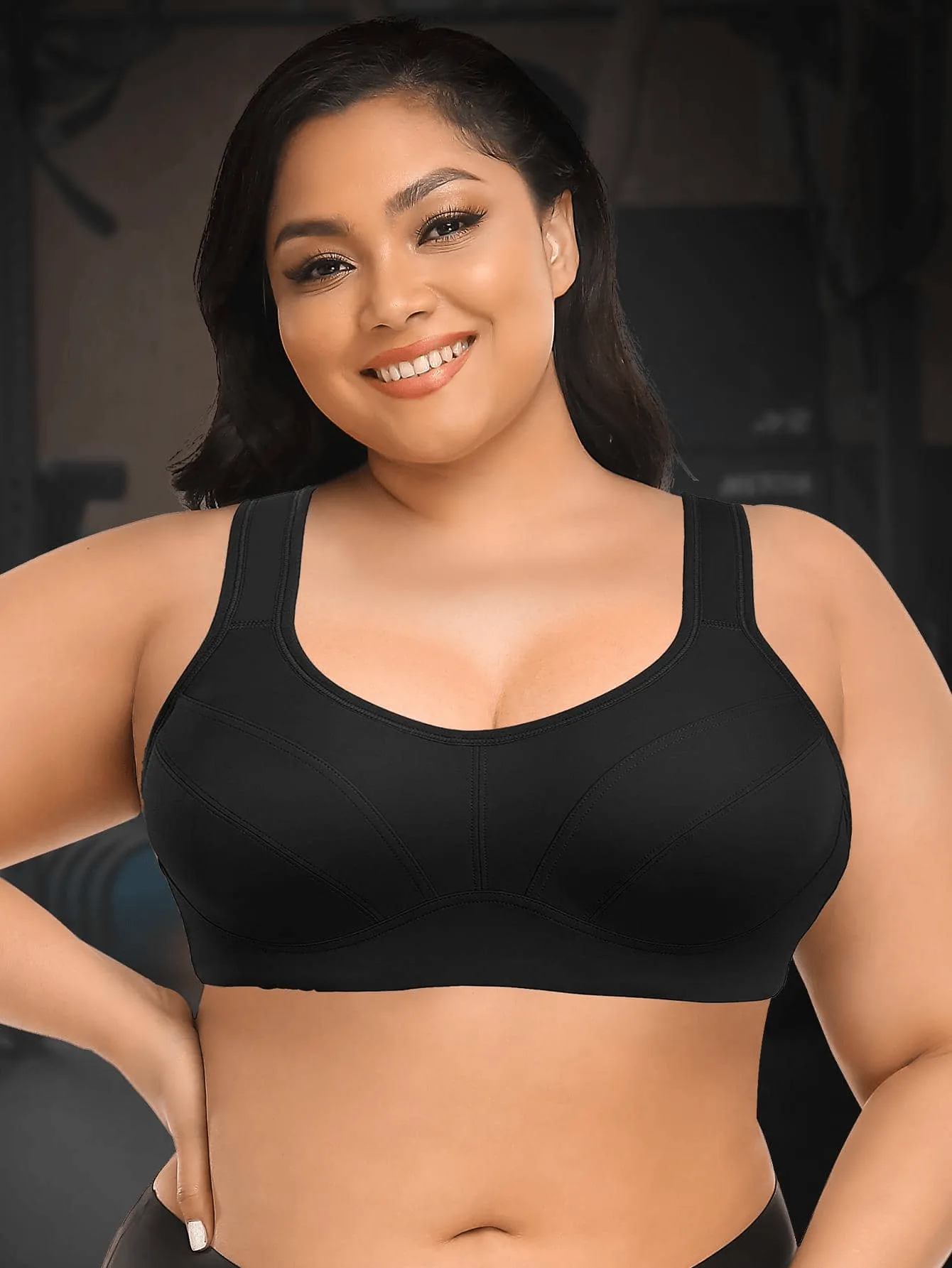 High Impact Full Coverage Plus Size Sports Bra Black