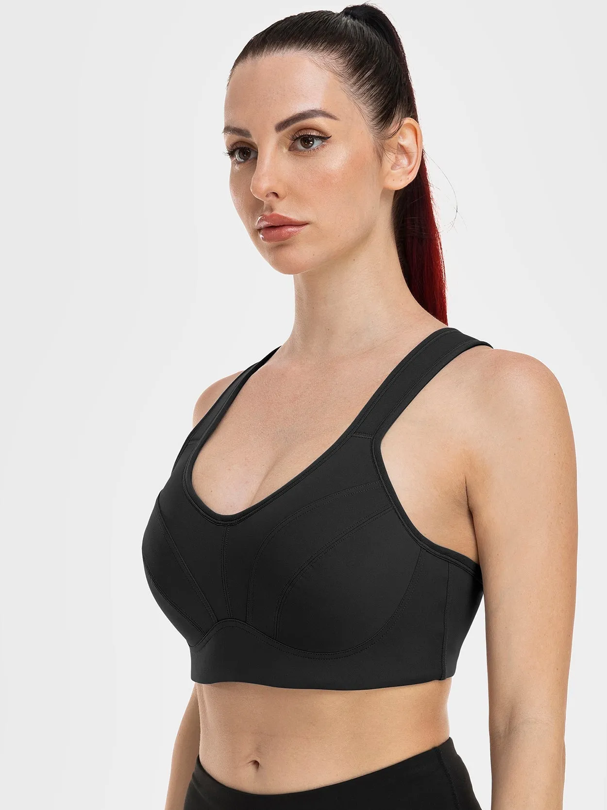 High Impact Full Coverage Plus Size Sports Bra Black