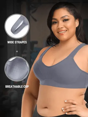 High Impact Full Coverage Plus Size Sports Bra Grey