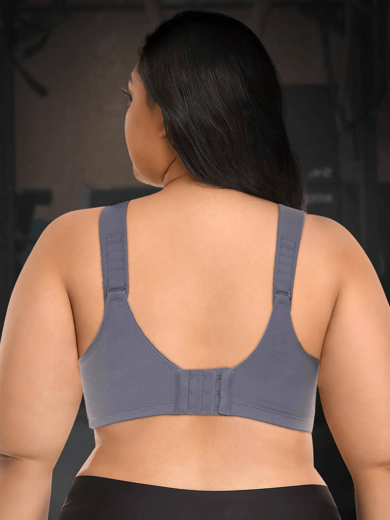 High Impact Full Coverage Plus Size Sports Bra Grey