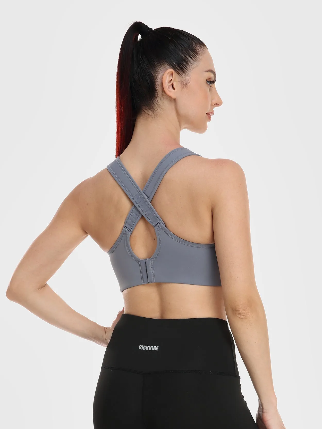 High Impact Full Coverage Plus Size Sports Bra Grey