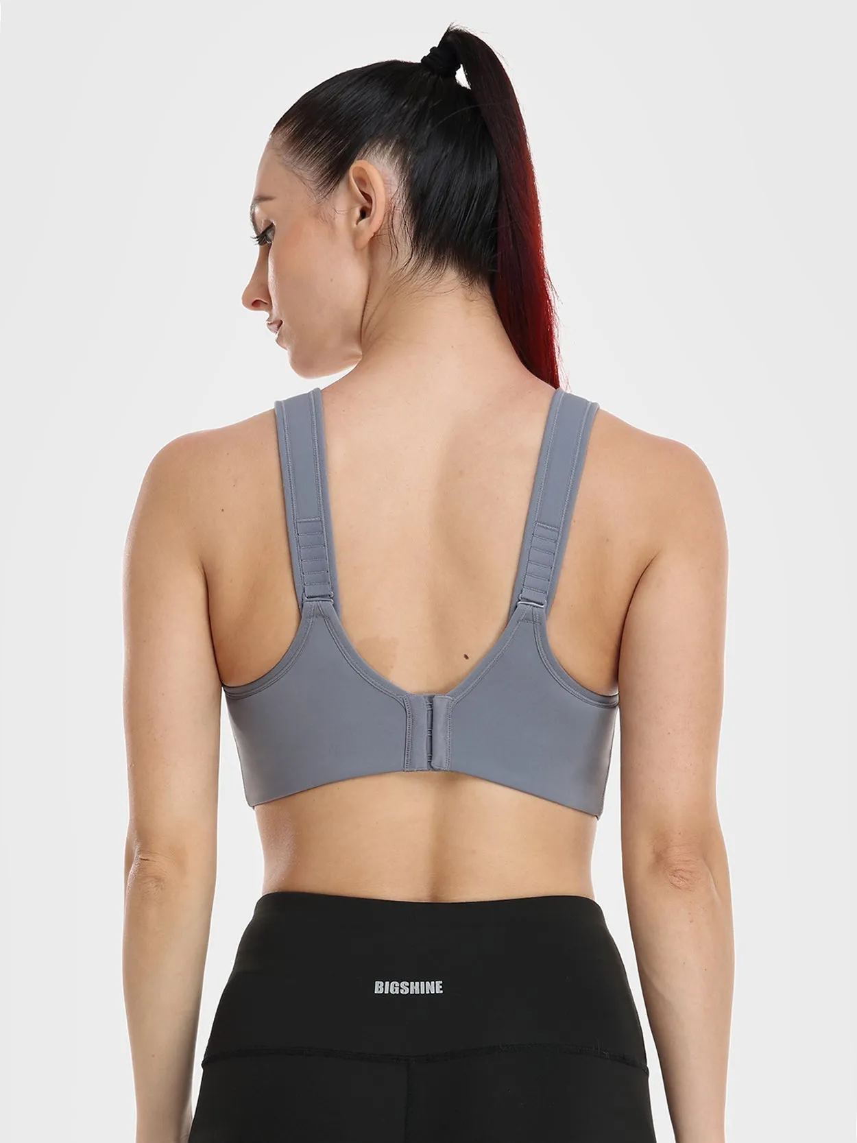 High Impact Full Coverage Plus Size Sports Bra Grey