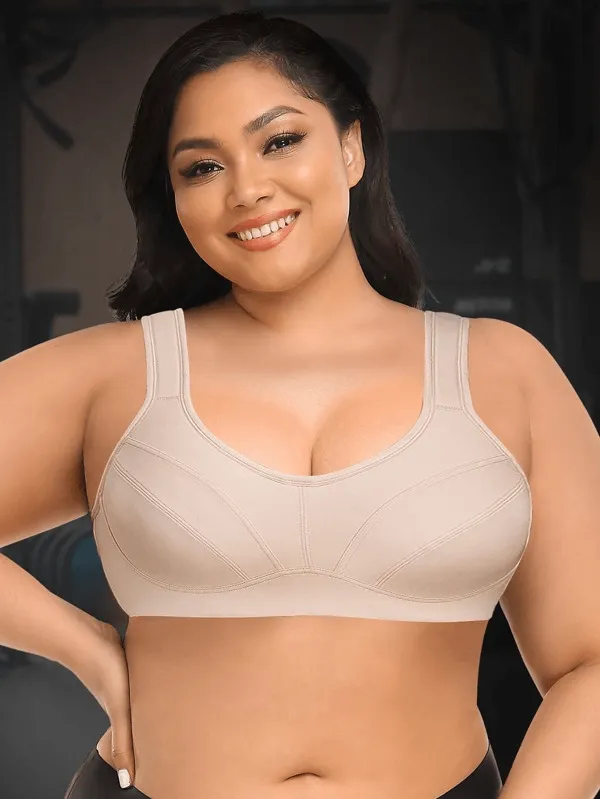 High Impact Full Coverage Plus Size Sports Bra Nude