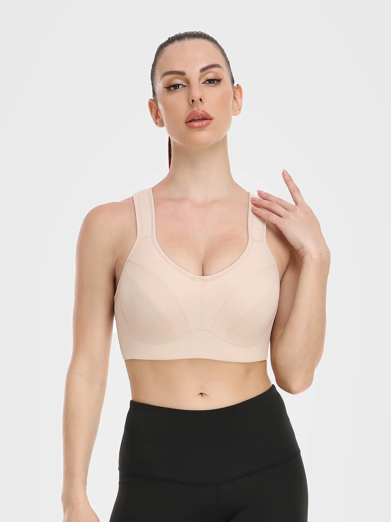 High Impact Full Coverage Plus Size Sports Bra Nude