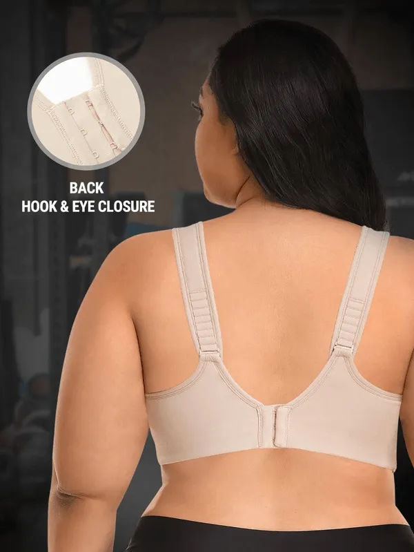 High Impact Full Coverage Plus Size Sports Bra Nude