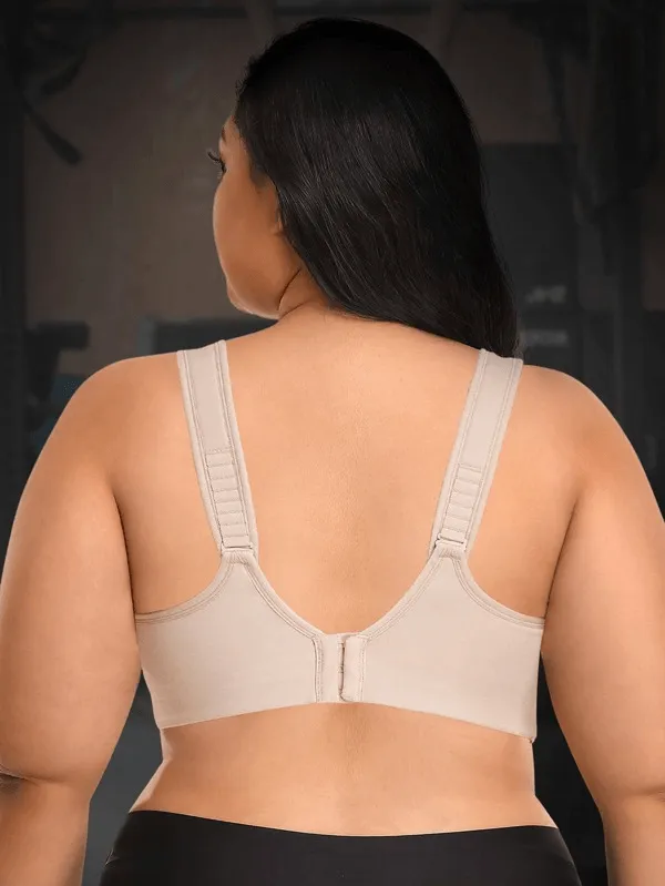 High Impact Full Coverage Plus Size Sports Bra Nude