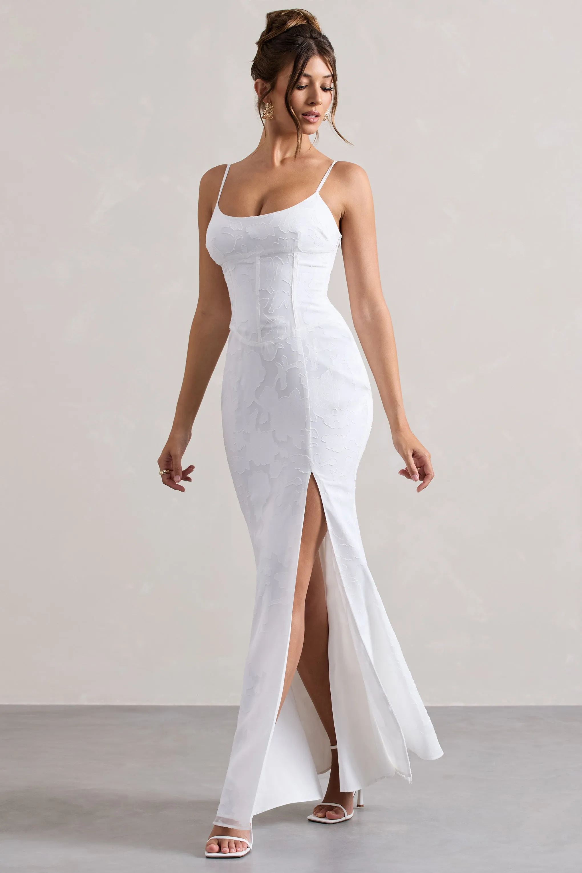 Intimacy | Robe longue blanche à lacets corset et fente