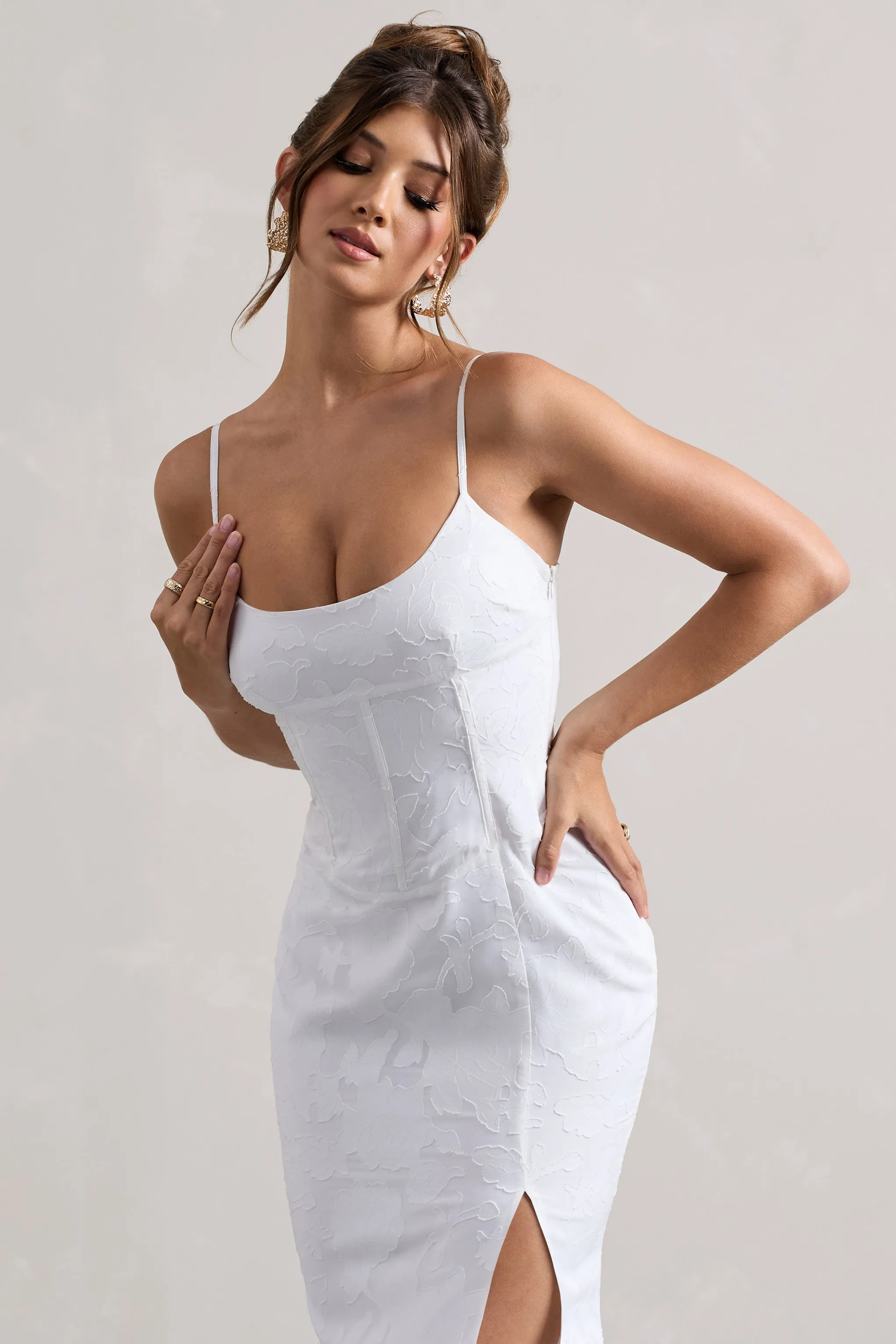 Intimacy | Robe longue blanche à lacets corset et fente