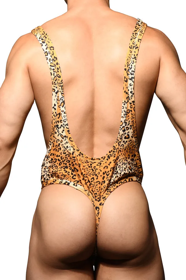 JCSTK - Andrew Christian AC-7943 Unleashed Leopard Swim Boykini Bodysuit for Men w/ ALMOST NAKED Printed