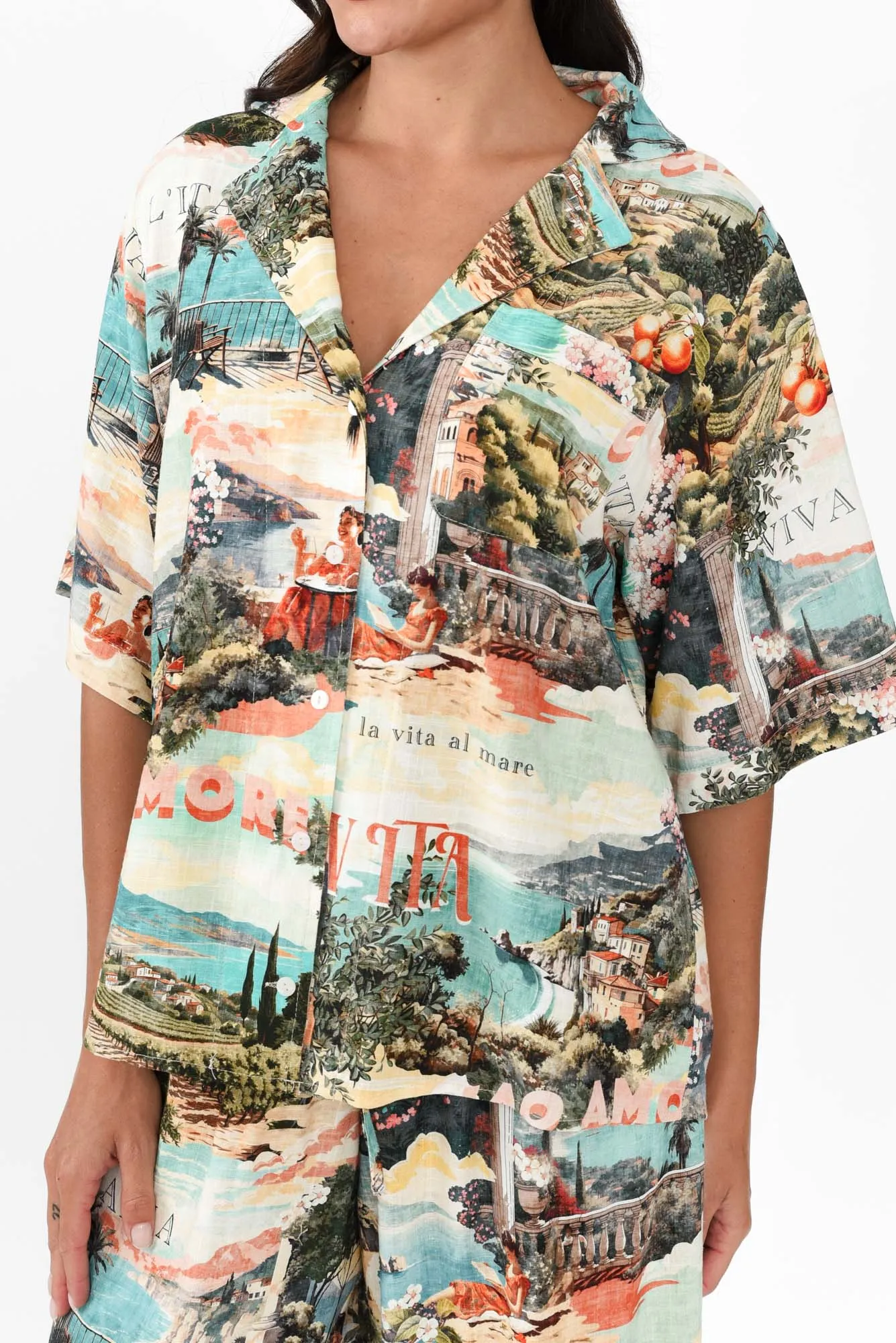 Judi Blue Island Collared Shirt