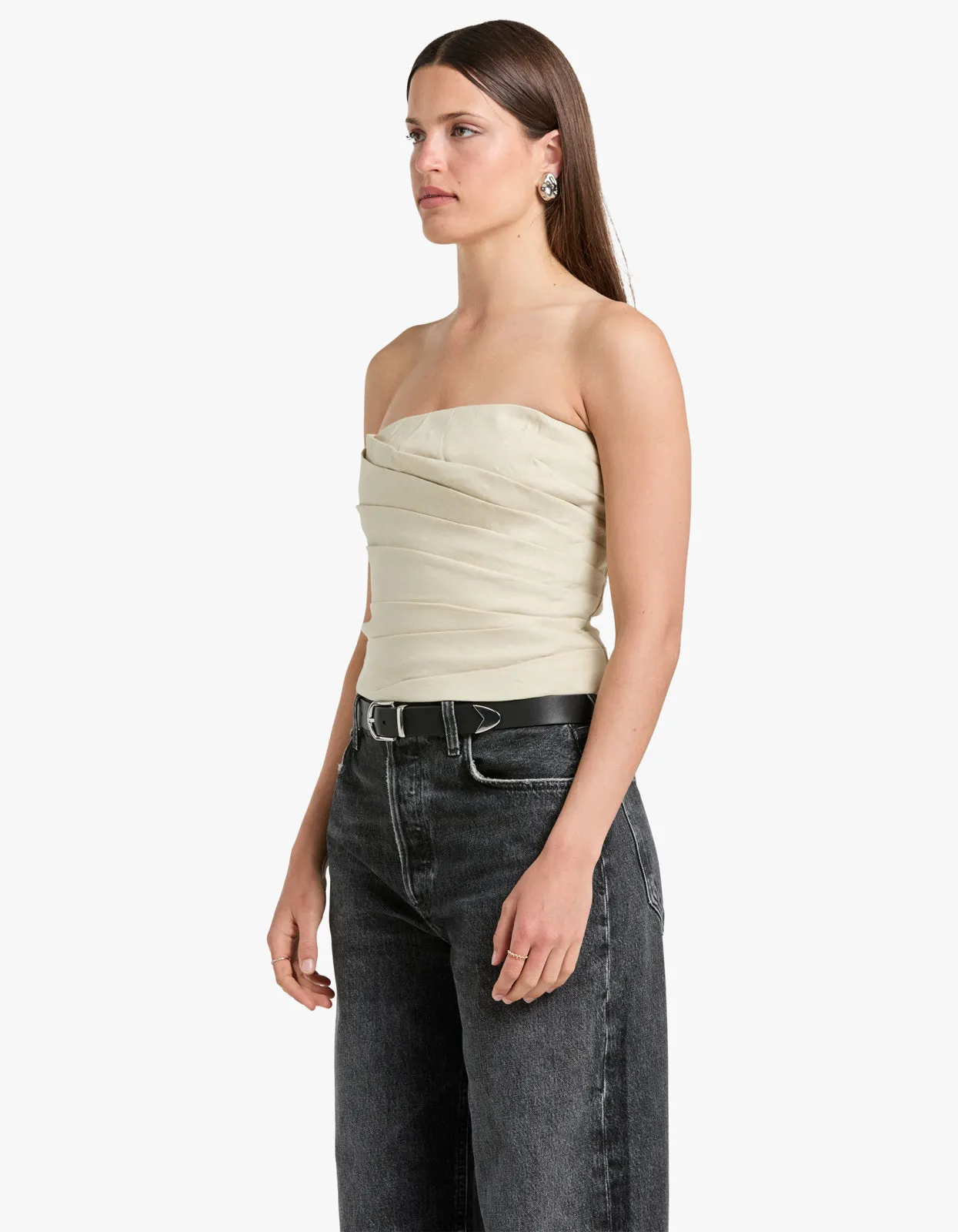 Kasbah Strapless Draped Bodice - Oyster